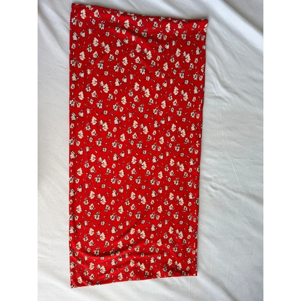 Pact Organic Cotton Infinity Scarf Red White Ditsy Floral Print OS Boho Cottage
